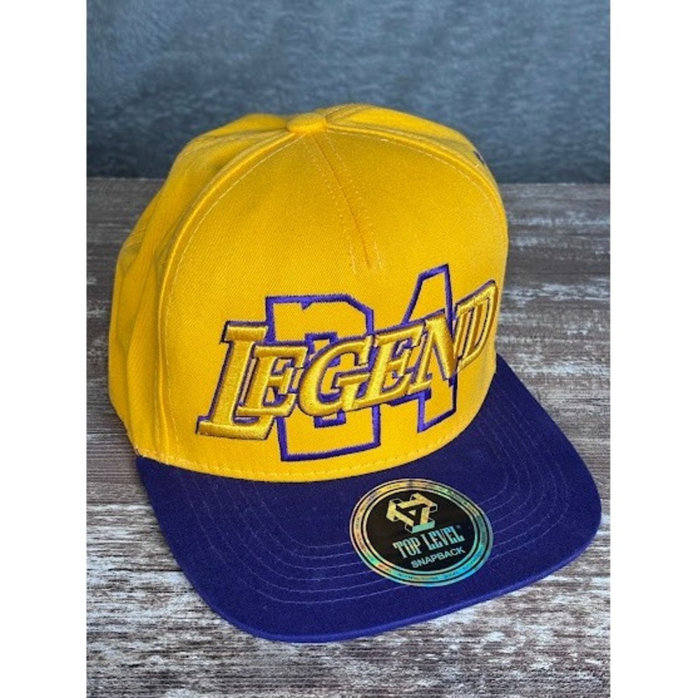 Top Level Legend 24 Kobe Bryant Lakers Yellow Purple Snapback Hat‎ Cap